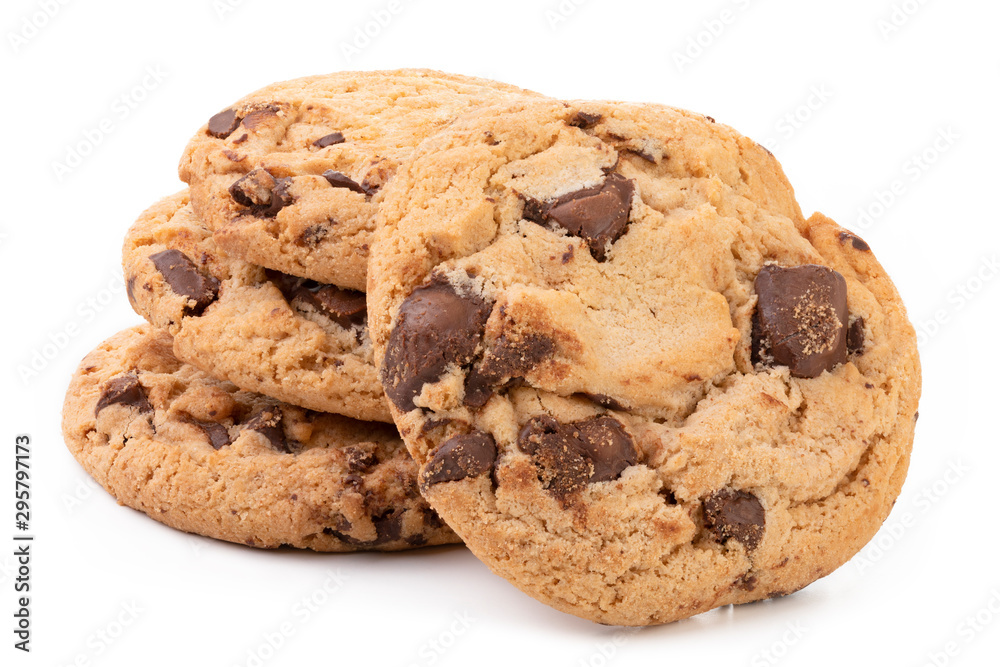 Chocolate chip cookies isolated on white background. Chocolate chip cookies isolated on white background.