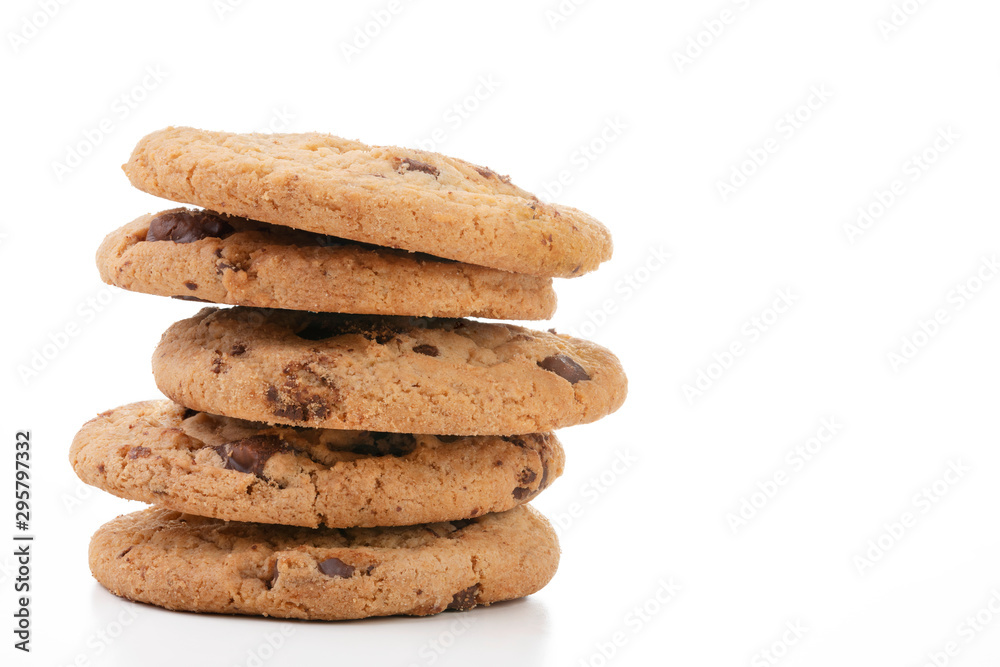 Chocolate chip cookies isolated on white background. Chocolate chip cookies isolated on white background.