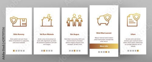 Insurance Onboarding Mobile App Page Screen Vector Icons Set Thin Line. House Insurance From Fire And Lightning, Flood And Burglary Concept Linear Pictograms. Life-assurance Contour Illustrations