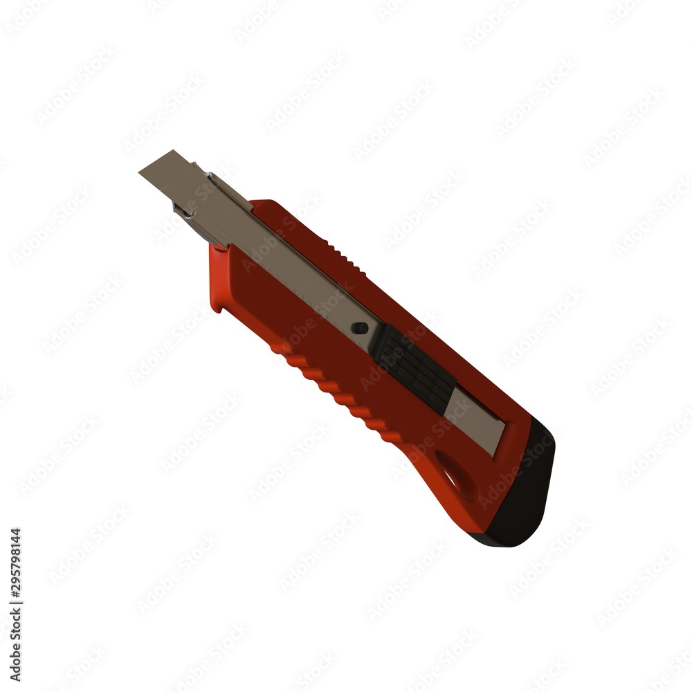 Red paper knife isolated on white background. 3D rendering of excellent quality in high resolution. It can be enlarged and used as a background or texture. Red paper knife isolated on white background. 3D rendering of excellent quality in high resolution. It can be enlarged and used as a background or texture.