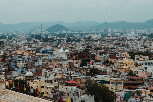 View of the Udaipur city from the City Palace in Udaipur  Rajasthan  India