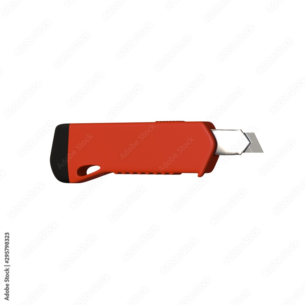 Red paper knife isolated on white background. 3D rendering of excellent quality in high resolution. It can be enlarged and used as a background or texture. Red paper knife isolated on white background. 3D rendering of excellent quality in high resolution. It can be enlarged and used as a background or texture.