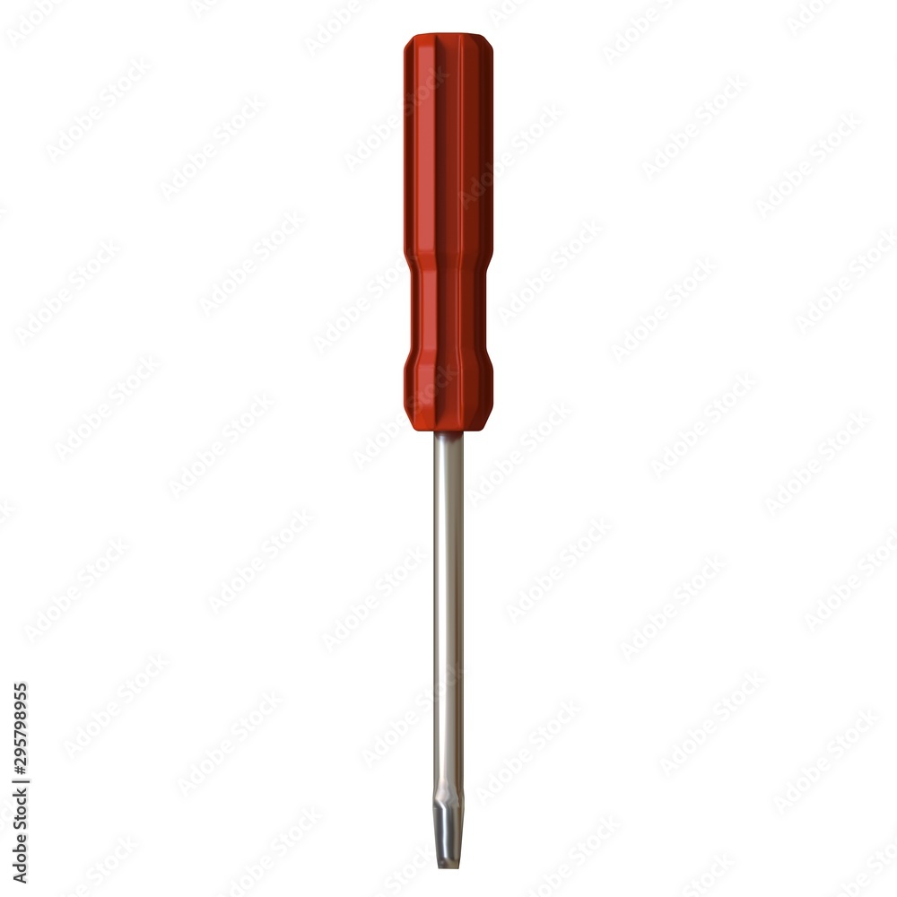 Screwdriver with a red pen on a white background, isolate. 3D rendering of excellent quality in high resolution. It can be enlarged and used as a background or texture. Screwdriver with a red pen on a white background, isolate. 3D rendering of excellent quality in high resolution. It can be enlarged and used as a background or texture.