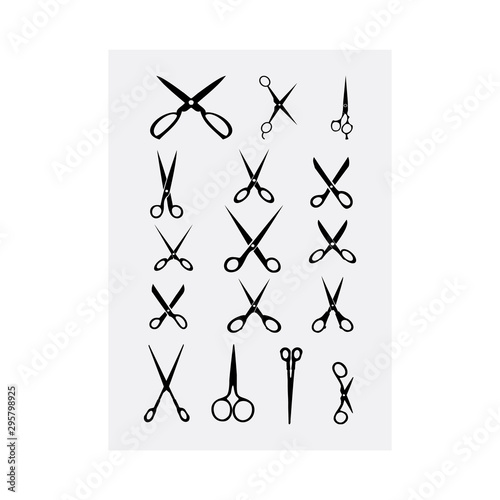 Scissors logo set vector silhouettes collection