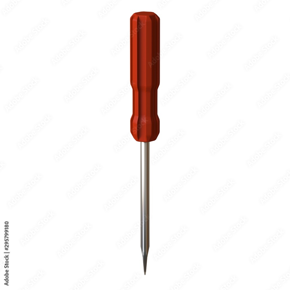 Screwdriver with a red pen on a white background, isolate. 3D rendering of excellent quality in high resolution. It can be enlarged and used as a background or texture. Screwdriver with a red pen on a white background, isolate. 3D rendering of excellent quality in high resolution. It can be enlarged and used as a background or texture.