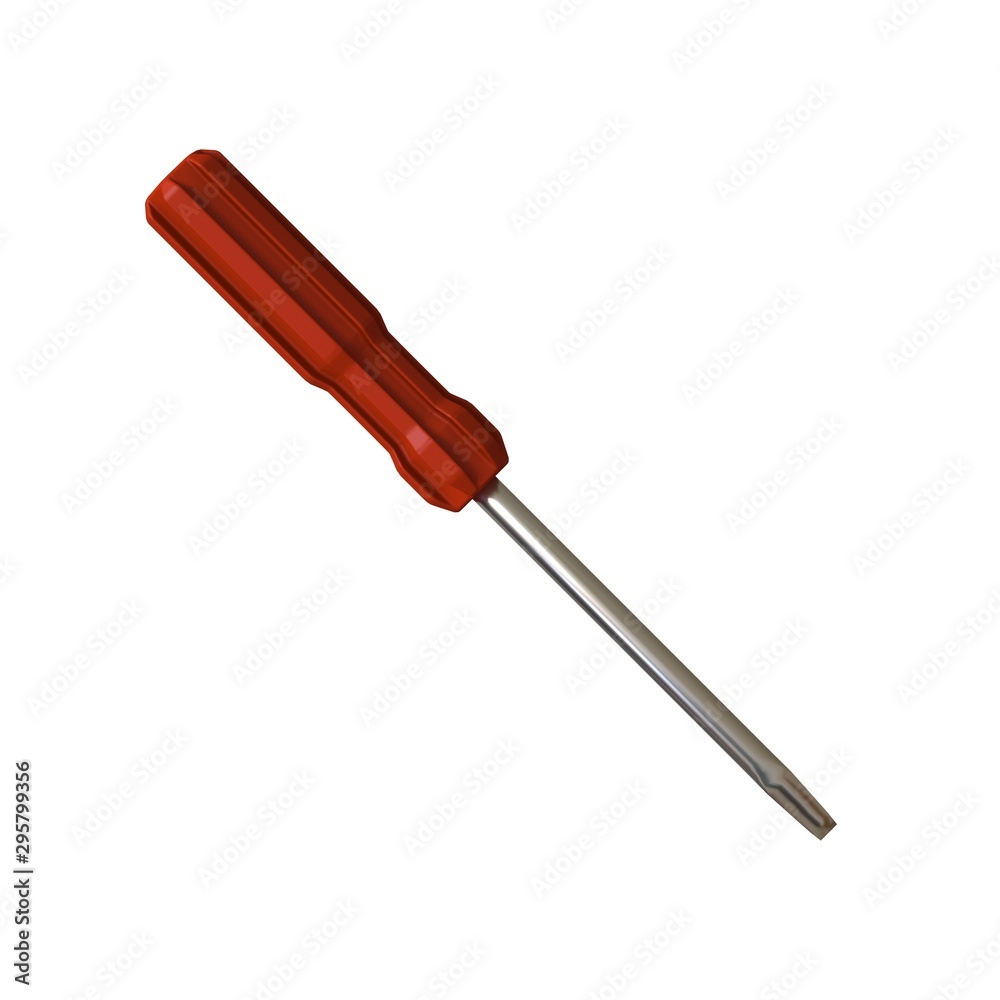 Screwdriver with a red pen on a white background, isolate. 3D rendering of excellent quality in high resolution. It can be enlarged and used as a background or texture. Screwdriver with a red pen on a white background, isolate. 3D rendering of excellent quality in high resolution. It can be enlarged and used as a background or texture.