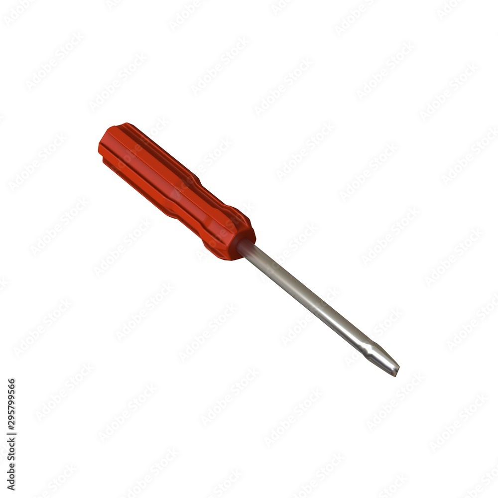 Screwdriver with a red pen on a white background, isolate. 3D rendering of excellent quality in high resolution. It can be enlarged and used as a background or texture. Screwdriver with a red pen on a white background, isolate. 3D rendering of excellent quality in high resolution. It can be enlarged and used as a background or texture.