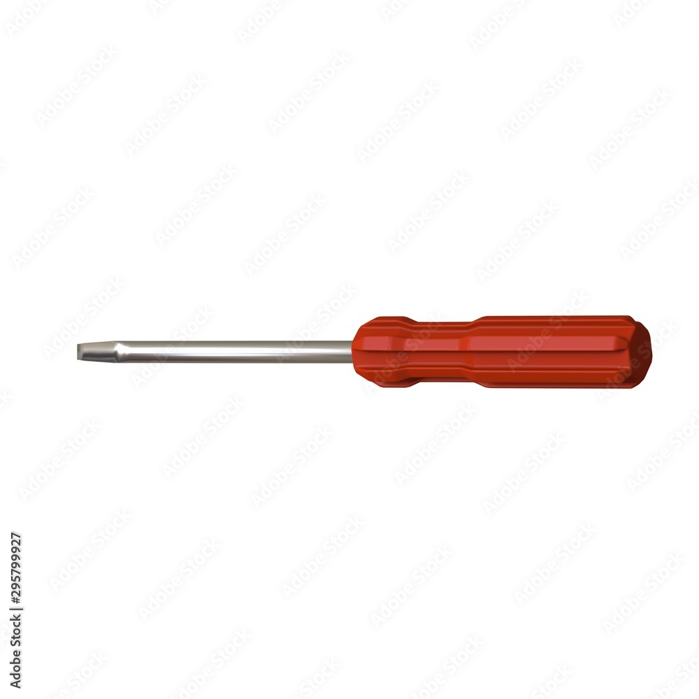 Screwdriver with a red pen on a white background, isolate. 3D rendering of excellent quality in high resolution. It can be enlarged and used as a background or texture. Screwdriver with a red pen on a white background, isolate. 3D rendering of excellent quality in high resolution. It can be enlarged and used as a background or texture.