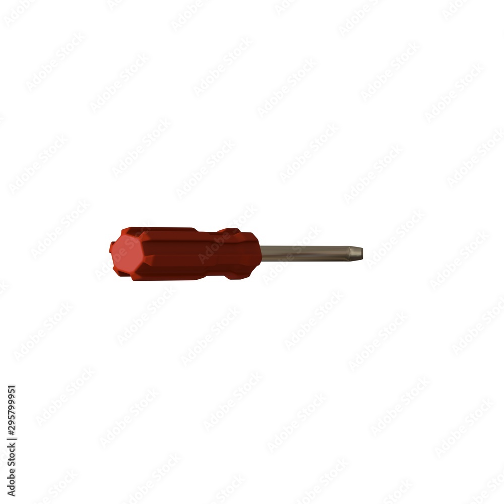 Screwdriver with a red pen on a white background, isolate. 3D rendering of excellent quality in high resolution. It can be enlarged and used as a background or texture. Screwdriver with a red pen on a white background, isolate. 3D rendering of excellent quality in high resolution. It can be enlarged and used as a background or texture.