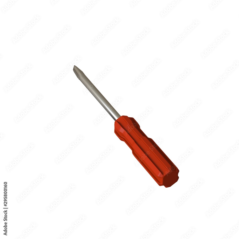 Screwdriver with a red pen on a white background, isolate. 3D rendering of excellent quality in high resolution. It can be enlarged and used as a background or texture. Screwdriver with a red pen on a white background, isolate. 3D rendering of excellent quality in high resolution. It can be enlarged and used as a background or texture.