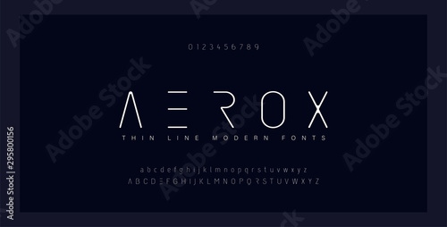 Vászonkép Abstract thin line font alphabet