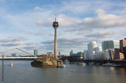 Dusseldorf cityscape with view on media harbor in sunset, Germany © Shchipkova Elena