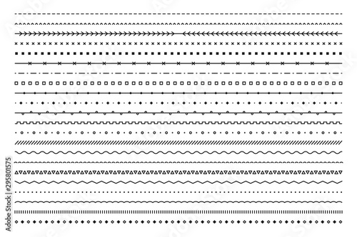 Set of hand drawn vector line border. Lines, borders, underline pencil strokes, drawing dividers. Doodle design. Geometric vintage fashion collection.