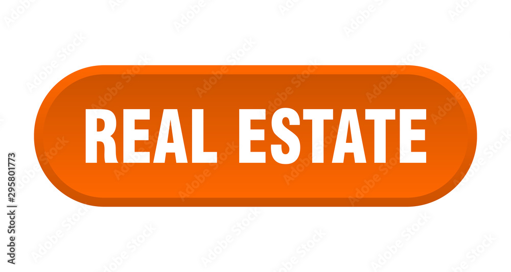 real estate button. real estate rounded orange sign. real estate