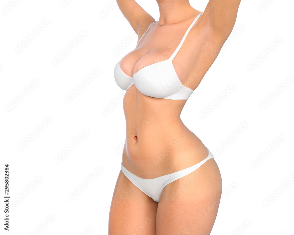Perfect body of slim fit and sporty woman in underwear isolated on white 3d render