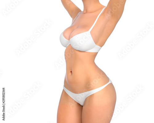 Obraz na płótnie Perfect body of slim fit and sporty woman in underwear isolated on white 3d render w salonie