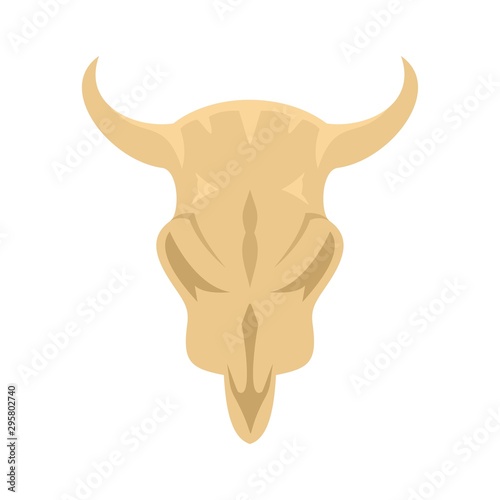 Stone age cow skull icon. Flat illustration of stone age cow skull vector icon for web design