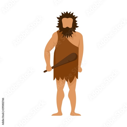 Stone age man icon. Flat illustration of stone age man vector icon for web design