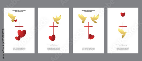 Universal religious templates cards. Communion, confirmation invitation, greetings set photo