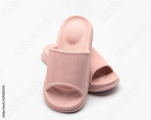 isolated pink rubber slippers