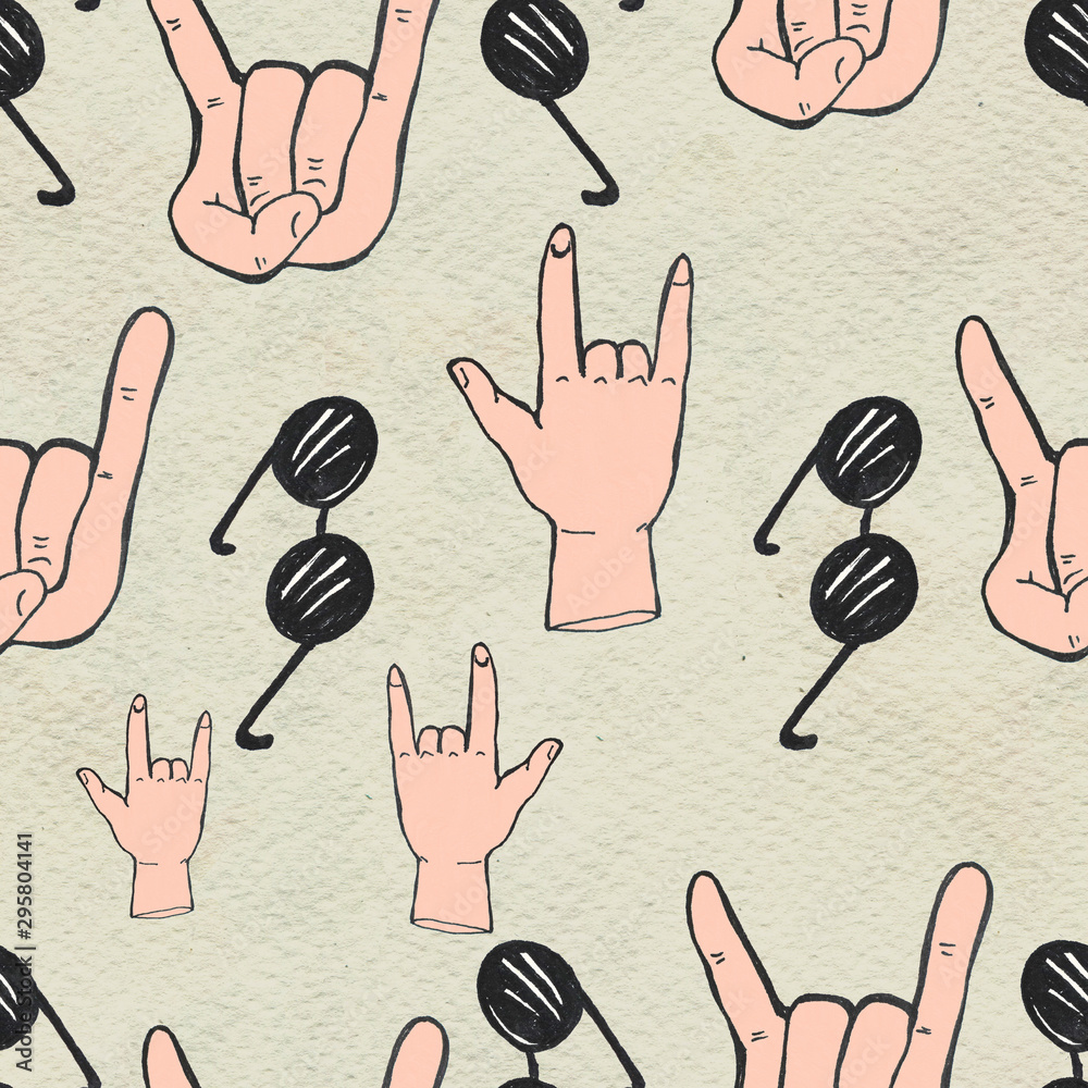 Fototapeta premium Seamless Rock n roll background. Abstract music modern pattern.