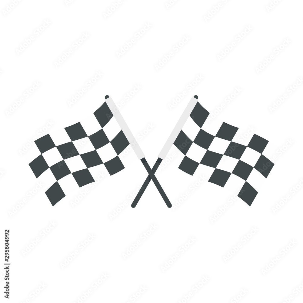 Fototapeta premium Race crossed flags icon. Flat illustration of race crossed flags vector icon for web design