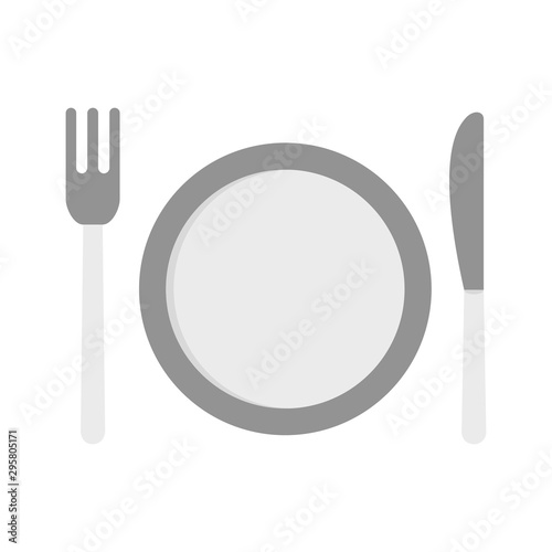 Plastic fork plate knife icon. Flat illustration of plastic fork plate knife vector icon for web design