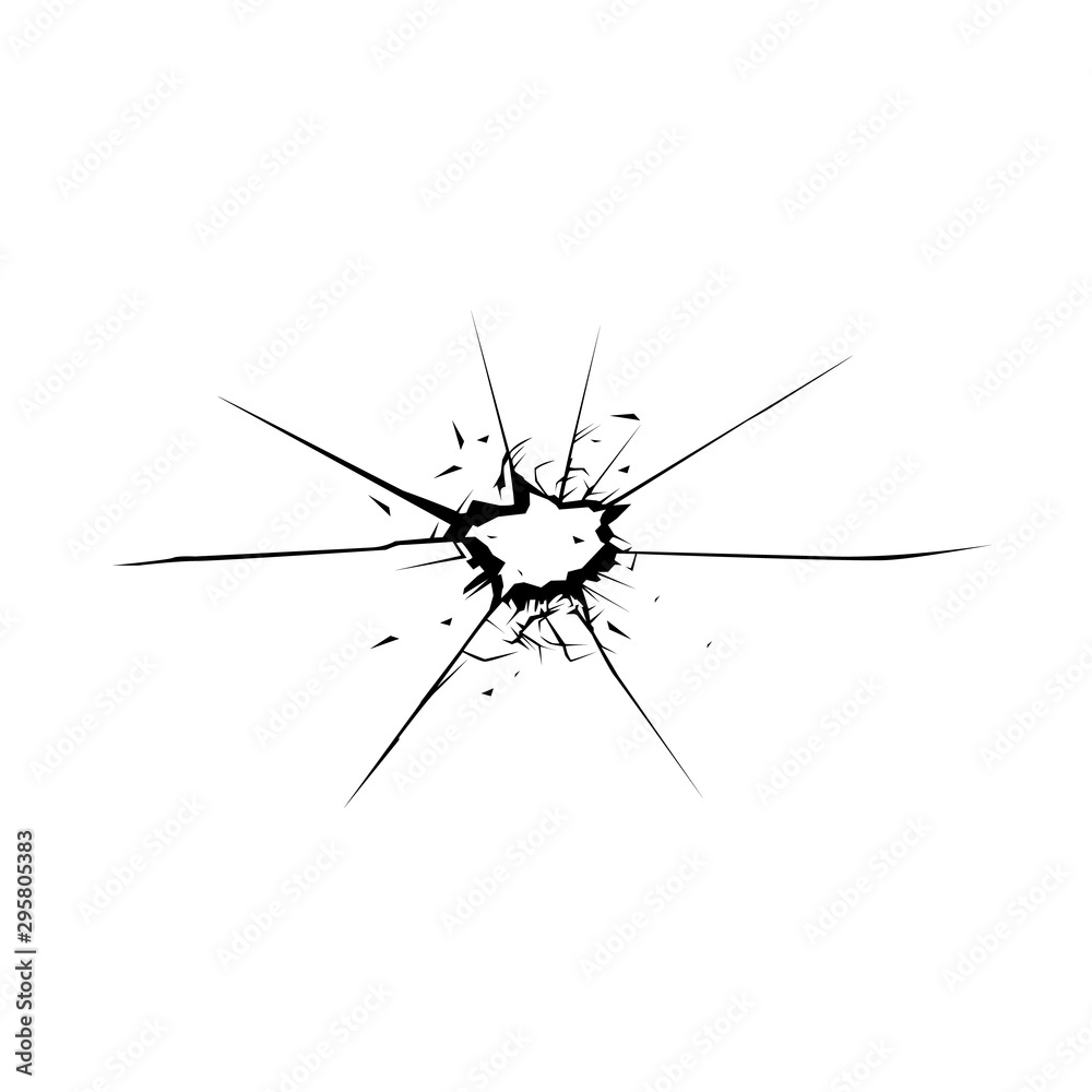 Crime circle break crystal pane isolated on white backdrop. Freehand outline black ink hand drawn. Crime circle break crystal pane isolated on white backdrop. Freehand outline black ink hand drawn.