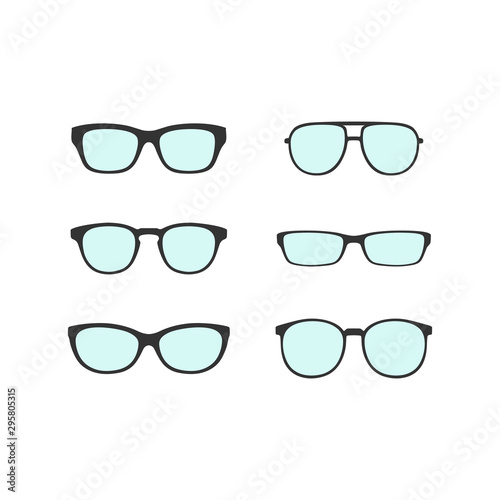 Hipster Glasses and Sunglasses icons on white background. Vector Illustration