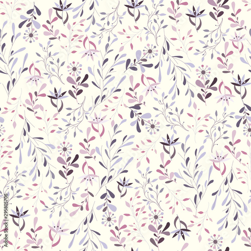 Seamless floral pattern. Scandinavian texture of flowers on a white background. Textile pattern for fabric, tile, paper.