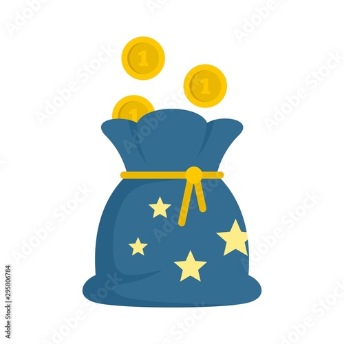 Magic money bag icon. Flat illustration of magic money bag vector icon for web design