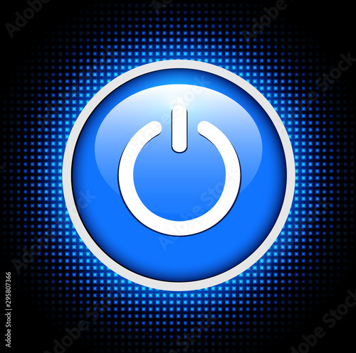 Background with power button, 3D glowing blue neon