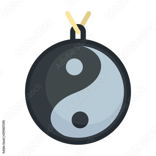 Yin yang medallion icon. Flat illustration of yin yang medallion vector icon for web design