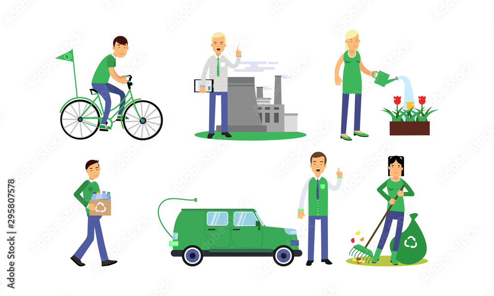 The Environmental Awareness And Caring For The Ecology Vector Illustration Set Isolated On White Background