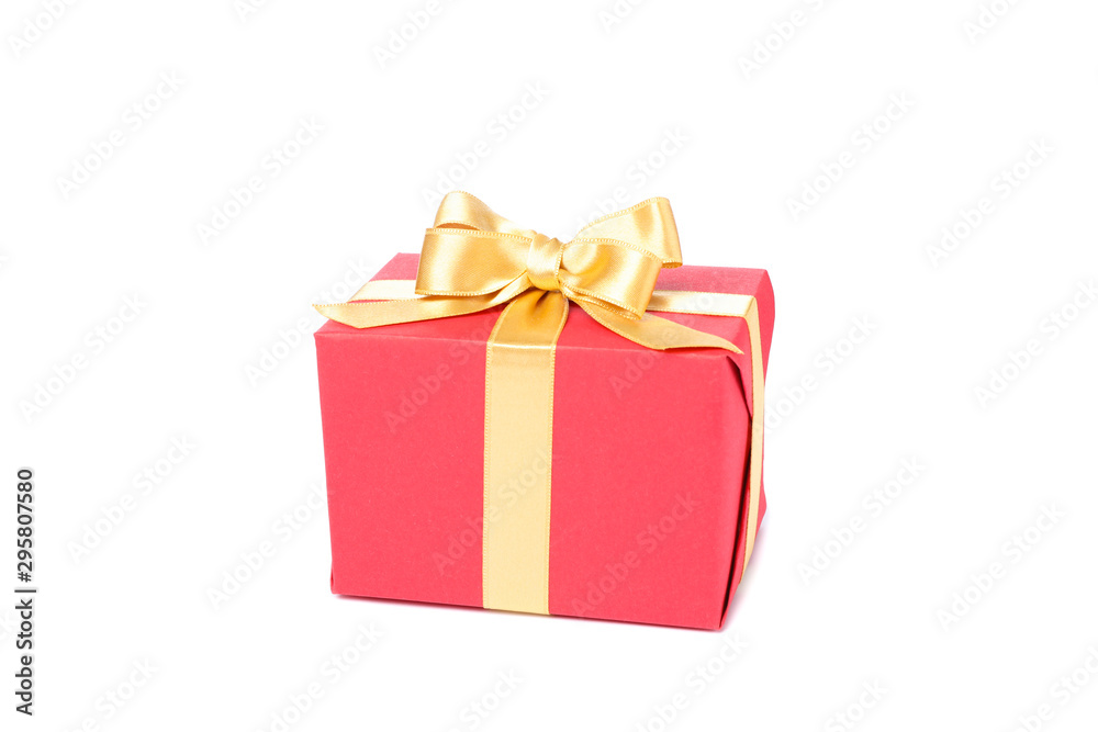 Fototapeta premium Beautiful gift box with bow isolated on white background