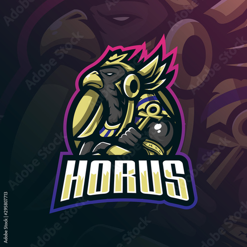 horus mascot logo design vector with modern illustration concept style for badge, emblem and tshirt printing. god horus illustration for sport team.