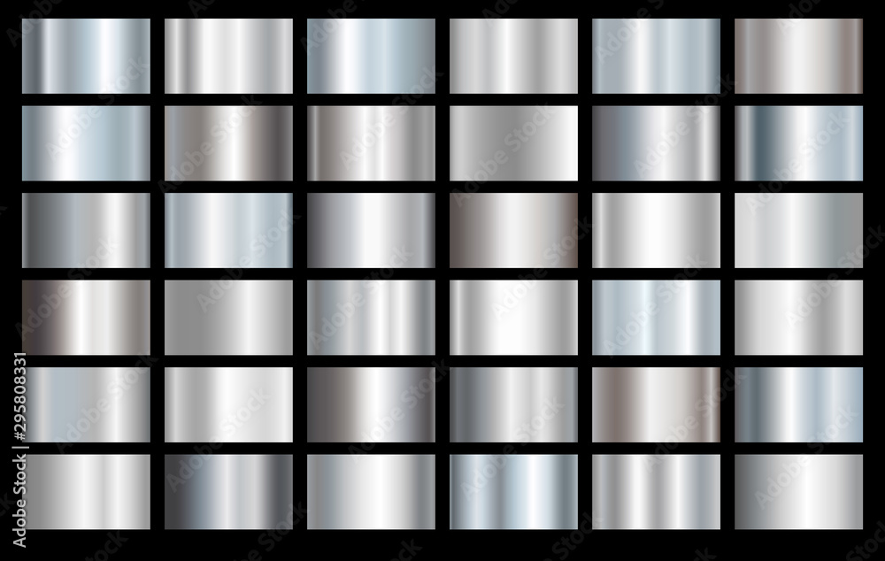 Silver foil texture background set. Grey vector elegant, shiny and ...
