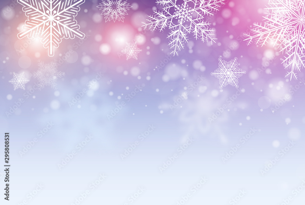 Fototapeta Boże Narodzenie tło z płatkami śniegu, ilustracji wektorowych zima