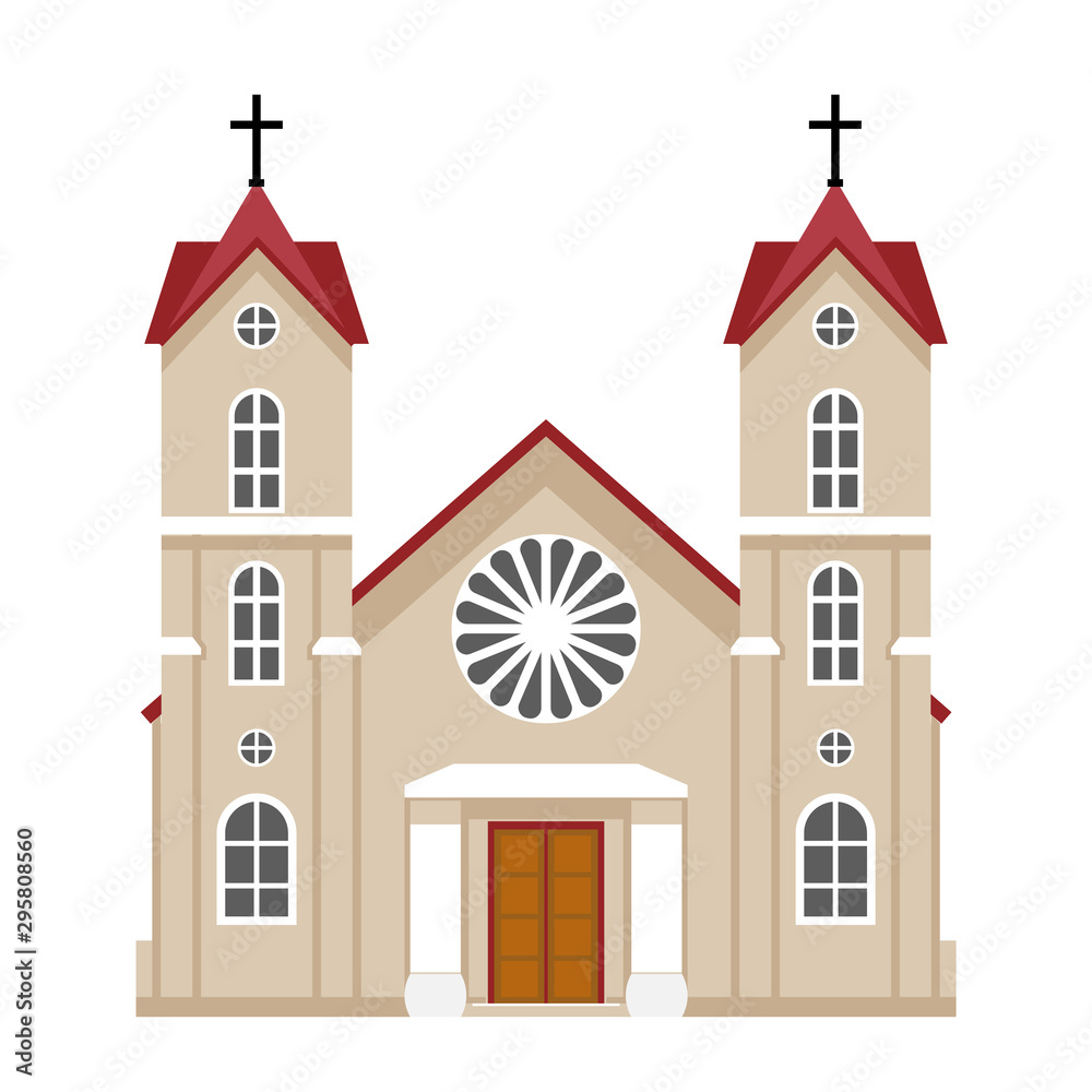 Church christianity architecture house building religious flat design vector illustration