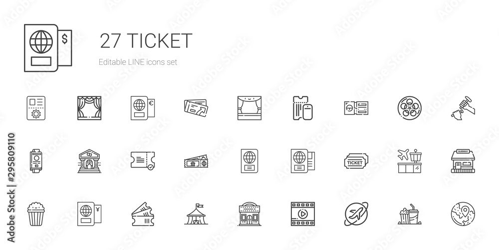 ticket icons set