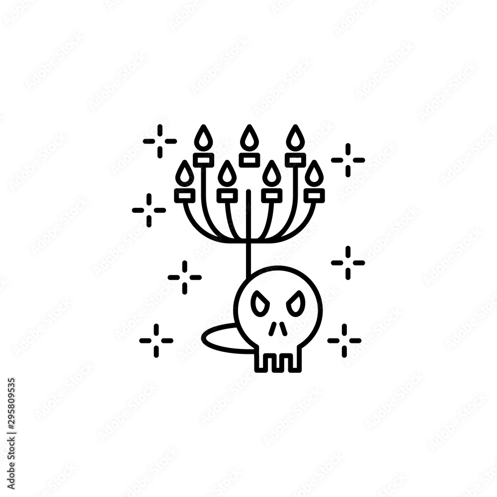 Obraz premium Halloween burning candles fire flame skull icon. Element of Halloween icon