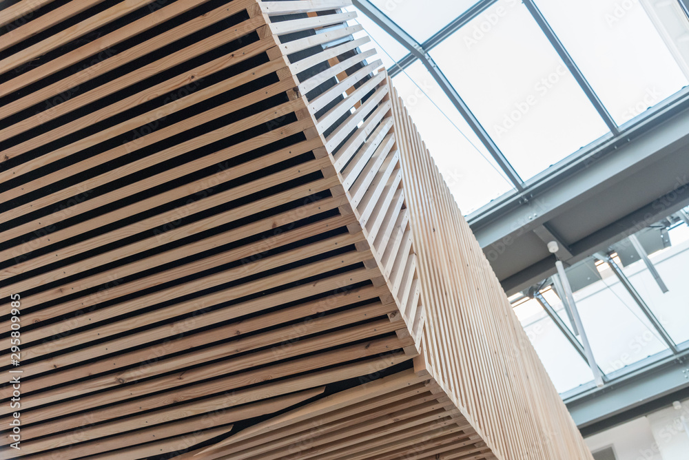 Wooden architecture bridge in modern building