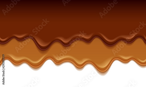 Molten chocolate drips - vector background.
