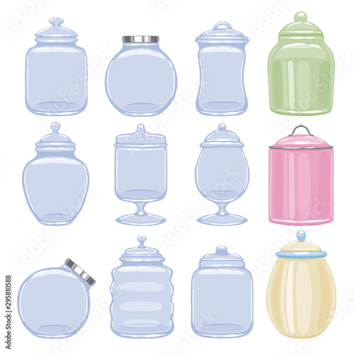 Cookie jars set vector illustration.