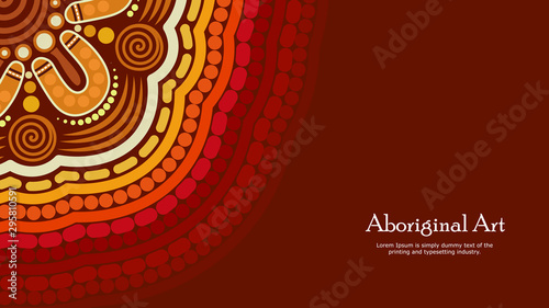 Aboriginal dot art vector banner with text.