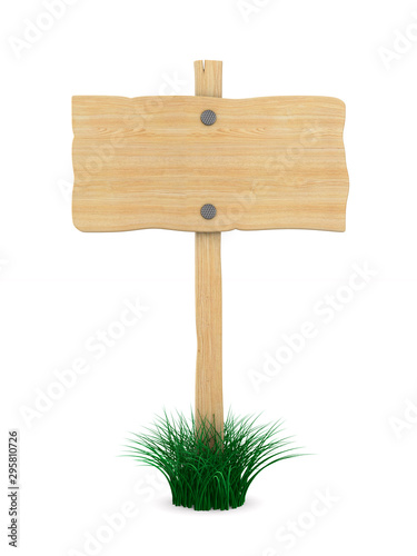 wooden banner on white back...