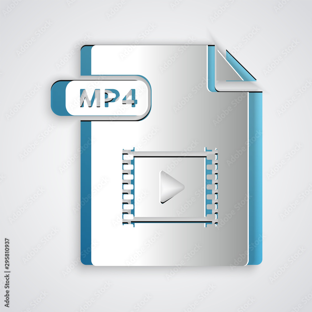 Paper cut MP4 file document. Download mp4 button icon isolated on grey  background. MP4 file symbol. Paper art style. Vector Illustration vector de  Stock | Adobe Stock