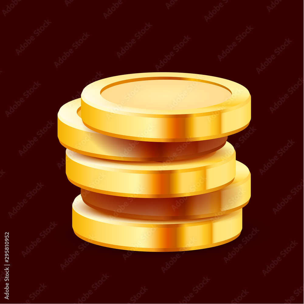 Growing stack of golden dollar coins isolated on dark background. Economics concept. Growing stack of golden dollar coins isolated on dark background. Economics concept.