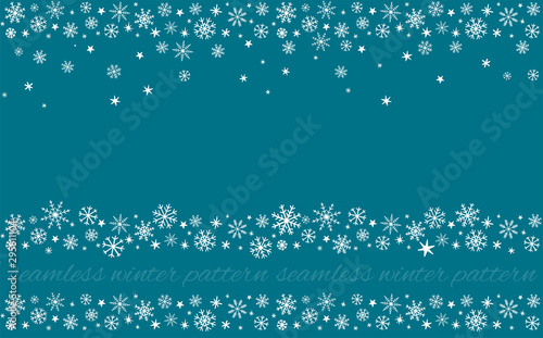 snowy set of winter snowflakes seamless patterns
