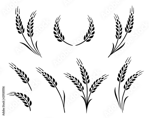 bakery set of wheat ears icon logo